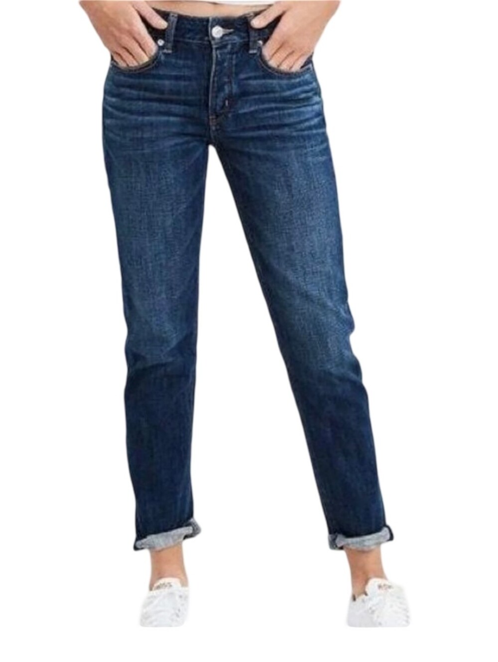 American Eagle Outfitters Dark Blue Tomgirl Cropped Boyfriend Jeans Size 0
